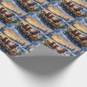 Rottweiler Christmas Boat Holiday Geschenkpapier (Ecke)