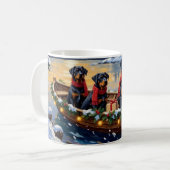 Rottweiler Christmas Boat Holiday Kaffeetasse (Vorderseite Links)