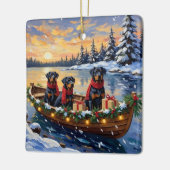 Rottweiler Christmas Boat Holiday Keramikornament (Links)