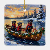 Rottweiler Christmas Boat Holiday Keramikornament (Rückseite)