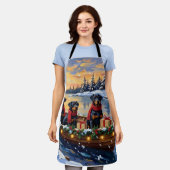 Rottweiler Christmas Boat Holiday Schürze (Getragen)