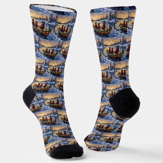 Rottweiler Christmas Boat Holiday Socken (Gewinkelt)