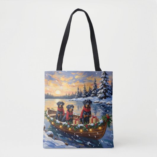 Rottweiler Christmas Boat Holiday Tasche (Vorderseite)