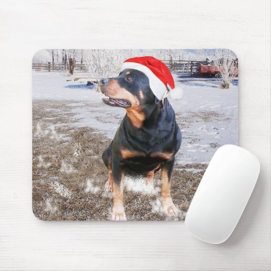 Rottweiler Christmas Cap Mousepad (Mit Mouse)