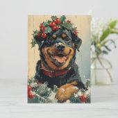 Rottweiler Christmas Feiertagskarte (Stehend Vorderseite)