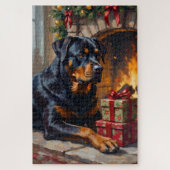 Rottweiler Christmas Fireplace Guardian Puzzle (Vertikal)