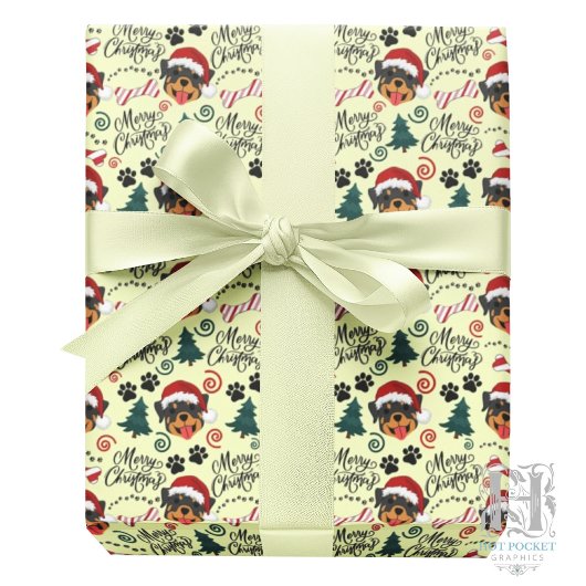 Rottweiler Christmas Gift Wrapping Paper - Yellow Geschenkpapier