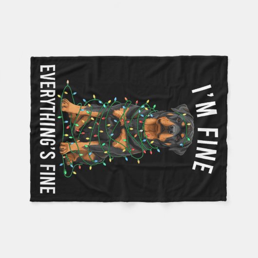 Rottweiler Christmas I'm Fine Everything Is Fine  Fleecedecke (Vorderseite (Horizontal))