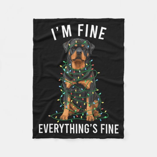 Rottweiler Christmas I'm Fine Everything Is Fine  Fleecedecke (Vorderseite)