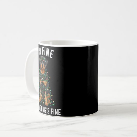 Rottweiler Christmas I'm Fine Everything Is Fine Kaffeetasse (Vorderseite Links)