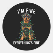 Rottweiler Christmas I'm Fine Everything Is Fine Runder Aufkleber (Vorderseite)