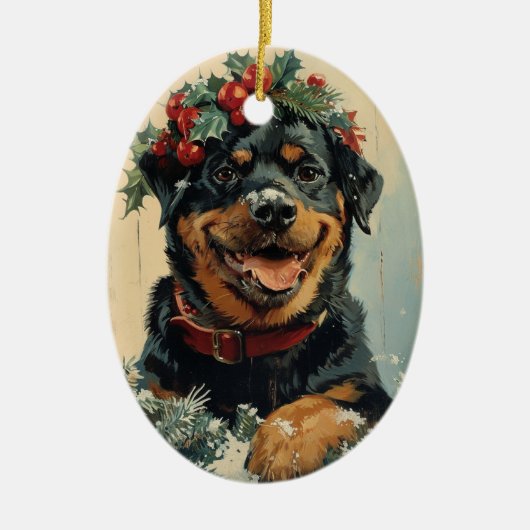 Rottweiler Christmas Keramik Ornament (Vorne)