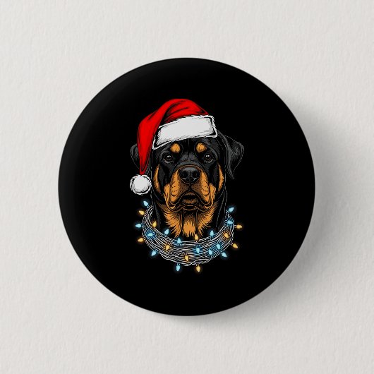 Rottweiler Christmas Lights Santa Xmas Dog Lover Button (Vorderseite)