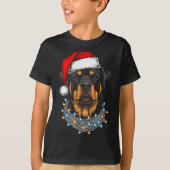 Rottweiler Christmas Lights Santa Xmas Dog Lover  T-Shirt (Vorderseite)