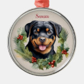 Rottweiler Christmas Pet Memorial Hunde Zucht Ornament Aus Metall (Vorne)