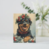 Rottweiler Christmas Postkarte (Stehend Vorderseite)