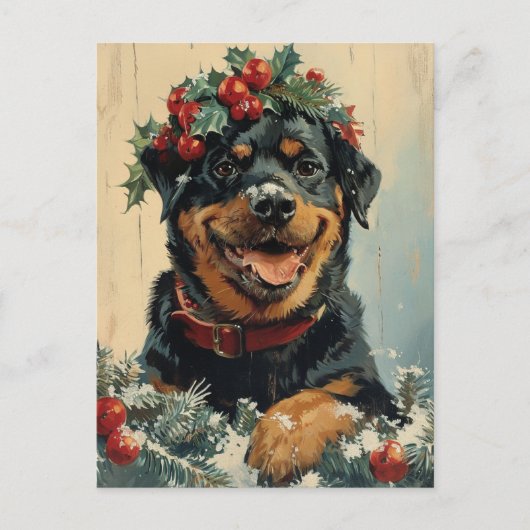 Rottweiler Christmas Postkarte (Vorderseite)