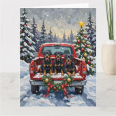 Rottweiler Christmas Red Truck Holiday Karte (Vorderseite)