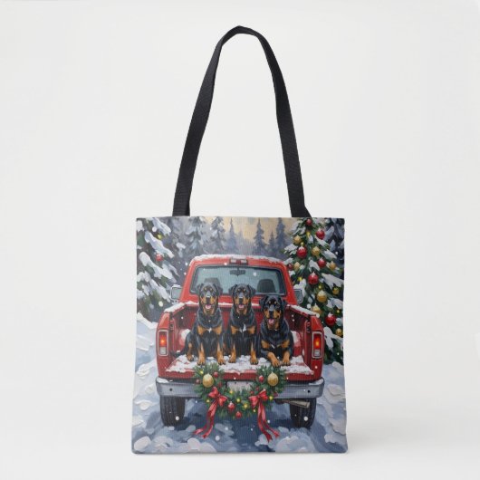 Rottweiler Christmas Red Truck Holiday Tasche (Vorderseite)