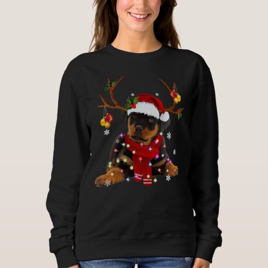 Rottweiler Christmas Reindeer Christmas Lights Paj Sweatshirt (Vorderseite)