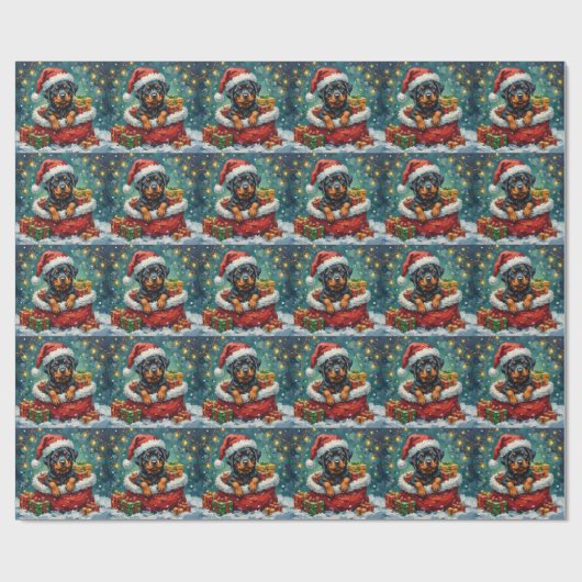 Rottweiler Christmas Santa Bag Adventure Geschenkpapier (Flach)