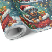 Rottweiler Christmas Santa Bag Adventure Geschenkpapier (Rolleneckpunkt)