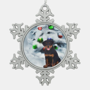 Rottweiler Christmas Schneeflocken Zinn-Ornament