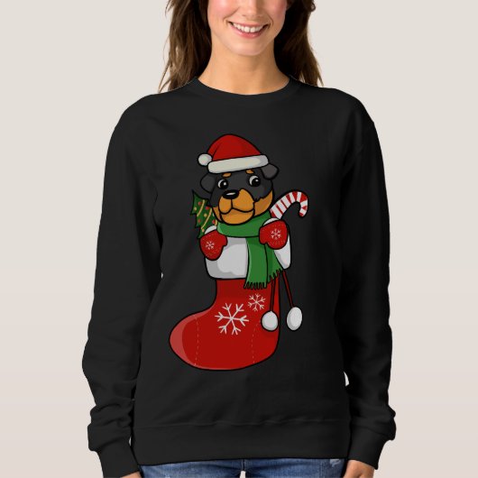 Rottweiler Christmas Strumpf Sweatshirt (Vorderseite)