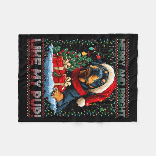 Rottweiler Christmas Tree Decorations Dog Lover Xm Fleecedecke (Vorderseite (Horizontal))
