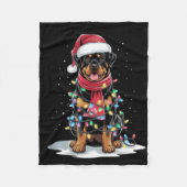 Rottweiler Christmas Tree Santa Hat Lights Xmas Do Fleecedecke (Vorderseite)