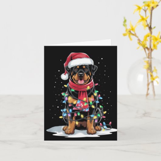 Rottweiler Christmas Tree Santa Hat Lights Xmas Do Karte (Gelbe Blume)