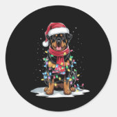 Rottweiler Christmas Tree Santa Hat Lights Xmas Do Runder Aufkleber (Vorderseite)