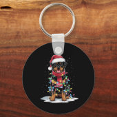Rottweiler Christmas Tree Santa Hat Lights Xmas Do Schlüsselanhänger (Vorderseite)