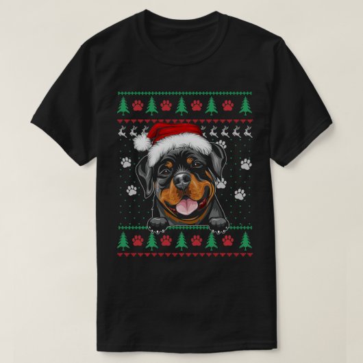 Rottweiler Christmas Ugly Sweater Funny Rottie Dog T-Shirt (Design vorne)