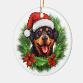 Rottweiler Christmas Wreath Keramik Ornament (Links)