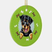 Rottweiler Christmas Wreath Keramikornament (Rechts)