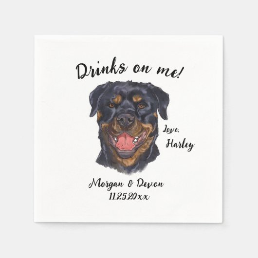 Rottweiler Cocktail Napkin Serviette (Vorderseite)