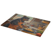 Rottweiler Cooking in Kitchen Schneidebrett (Ecke)