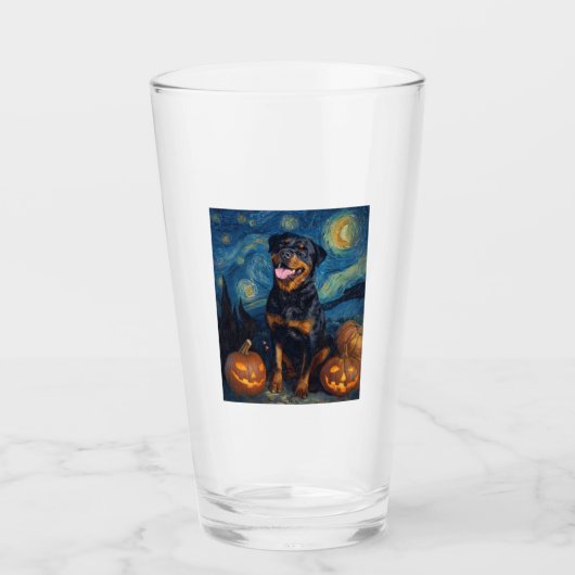 Rottweiler Cute Dog Halloween Jack O Lantern Pumpk Glas (Vorderseite)