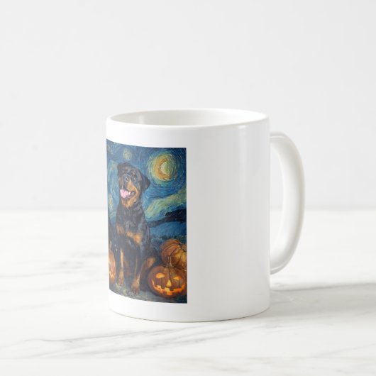 Rottweiler Cute Dog Halloween Jack O Lantern Pumpk Kaffeetasse (VorderseiteRechts)