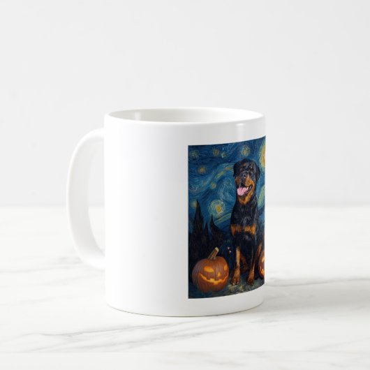 Rottweiler Cute Dog Halloween Jack O Lantern Pumpk Kaffeetasse (Vorderseite Links)