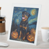 Rottweiler Cute Dog Halloween Jack O Lantern Pumpk Sockelschild (In Situ)