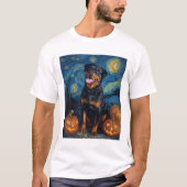 Rottweiler Cute Dog Halloween Jack O Lantern Pumpk T-Shirt (Vorderseite)