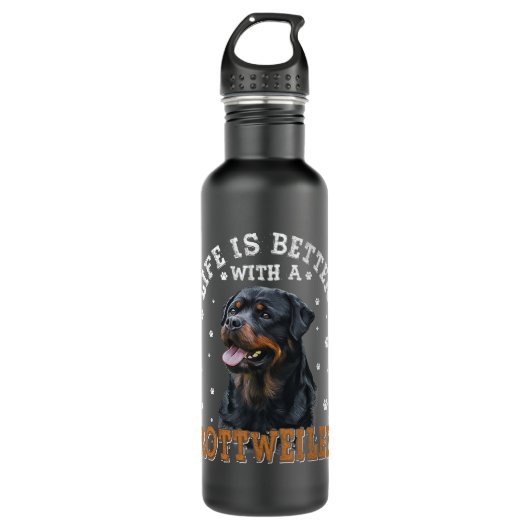 Rottweiler - Das Leben mit Rottweilers ist besser Edelstahlflasche (Vorderseite)