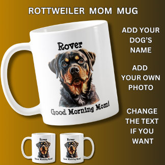 Rottweiler den Namen des Hundes hinzufügen, Foto ä Kaffeetasse