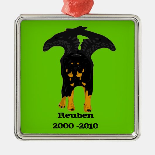 Rottweiler Denkmal-Verzierung Silbernes Ornament (Vorne)