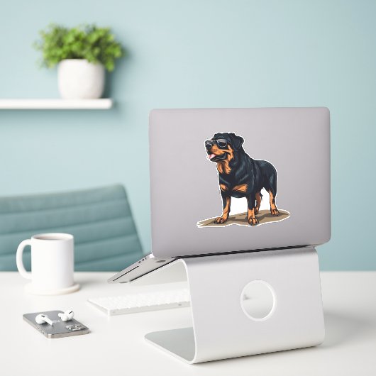 Rottweiler Der Explorer Aufkleber (Laptop auf Schreibtisch)