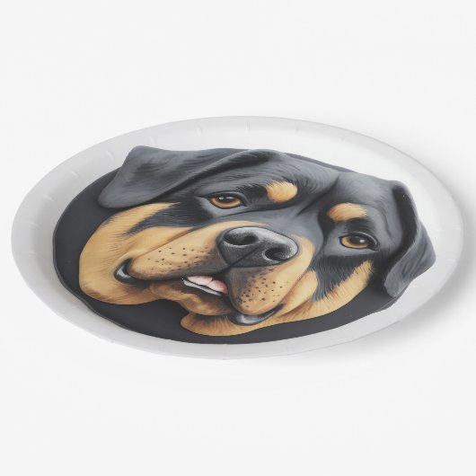 Rottweiler Dog 3D Inspiriert Pappteller (Schrägansicht)