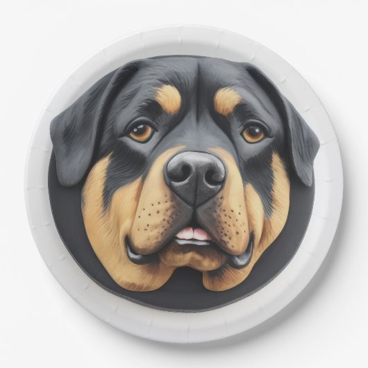 Rottweiler Dog 3D Inspiriert Pappteller (Vorderseite)