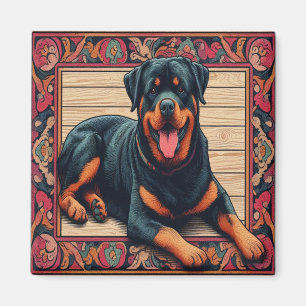 Rottweiler Dog 3D Stilvolle farbenfrohe Grenze Magnet